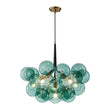 Load image into Gallery viewer, Farmhouze Light - 6 - Light Dimmable Cluster Glass Globe Green Bubble Chandelier - Chandelier - Black + Brass -
