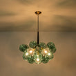 Load image into Gallery viewer, Farmhouze Light - 6 - Light Dimmable Cluster Glass Globe Green Bubble Chandelier - Chandelier - Black + Brass -