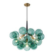 Load image into Gallery viewer, Farmhouze Light - 6 - Light Dimmable Cluster Glass Globe Green Bubble Chandelier - Chandelier - Black + Brass -