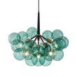 Load image into Gallery viewer, Farmhouze Light - 6 - Light Dimmable Cluster Glass Globe Green Bubble Chandelier - Chandelier - Black + Brass -