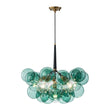Load image into Gallery viewer, Farmhouze Light - 6 - Light Dimmable Cluster Glass Globe Green Bubble Chandelier - Chandelier - Black + Brass -