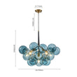 Load image into Gallery viewer, Farmhouze Light - 6 - Light DimmableCluster Glass Globe Blue Bubble Chandelier - Chandelier - Black + Brass -