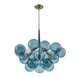 Load image into Gallery viewer, Farmhouze Light - 6 - Light DimmableCluster Glass Globe Blue Bubble Chandelier - Chandelier - Black + Brass -
