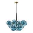 Load image into Gallery viewer, Farmhouze Light - 6 - Light DimmableCluster Glass Globe Blue Bubble Chandelier - Chandelier - Black + Brass -