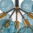Load image into Gallery viewer, Farmhouze Light - 6 - Light DimmableCluster Glass Globe Blue Bubble Chandelier - Chandelier - Black + Brass -