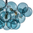 Load image into Gallery viewer, Farmhouze Light - 6 - Light DimmableCluster Glass Globe Blue Bubble Chandelier - Chandelier - Black + Brass -