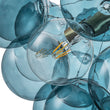 Load image into Gallery viewer, Farmhouze Light - 6 - Light DimmableCluster Glass Globe Blue Bubble Chandelier - Chandelier - Black + Brass -