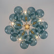 Load image into Gallery viewer, Farmhouze Light - 6 - Light DimmableCluster Glass Globe Blue Bubble Chandelier - Chandelier - Black + Brass -