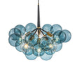 Load image into Gallery viewer, Farmhouze Light - 6 - Light DimmableCluster Glass Globe Blue Bubble Chandelier - Chandelier - Black + Brass -