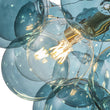 Load image into Gallery viewer, Farmhouze Light - 6 - Light DimmableCluster Glass Globe Blue Bubble Chandelier - Chandelier - Black + Brass -