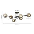 Load image into Gallery viewer, Farmhouze Light - Black Linear Smoked Glass Globe Sputnik Ceiling Light - Ceiling Light - Black -