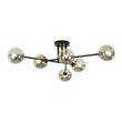 Load image into Gallery viewer, Farmhouze Light - Black Linear Smoked Glass Globe Sputnik Ceiling Light - Ceiling Light - Black -
