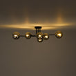 Load image into Gallery viewer, Farmhouze Light - Black Linear Smoked Glass Globe Sputnik Ceiling Light - Ceiling Light - Black -