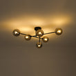 Load image into Gallery viewer, Farmhouze Light - Black Linear Smoked Glass Globe Sputnik Ceiling Light - Ceiling Light - Black -