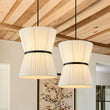 Load image into Gallery viewer, Farmhouze Light - Boho 2 - Tier Pleated White Fabric Lantern Pendant Light - Chandelier - 19.7 in -
