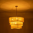 Load image into Gallery viewer, Farmhouze Light - Boho Bleached String Tiered Drum Pendant Light - Chandelier - White -
