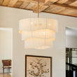 Load image into Gallery viewer, Farmhouze Light - Boho Bleached String Tiered Drum Pendant Light - Chandelier - White -