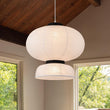 Load image into Gallery viewer, Farmhouze Light - Boho Farmhouse 2 - Tier White Paper Lantern Pendant Light - Chandelier - Narrow Bottom -