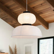Load image into Gallery viewer, Farmhouze Light - Boho Farmhouse 2 - Tier White Paper Lantern Pendant Light - Chandelier - Wide Bottom -