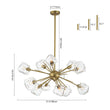 Load image into Gallery viewer, Farmhouze Light - Brass 12 - Light Ice Glass Shade Sputnik Chandelier - Chandelier - 12 - Light - Brass