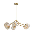 Load image into Gallery viewer, Farmhouze Light - Brass 6 - Light Amber Glass Globe Linear Sputnik Chandelier - Chandelier - Brass -