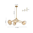 Load image into Gallery viewer, Farmhouze Light - Brass 6 - Light Amber Glass Globe Linear Sputnik Chandelier - Chandelier - Brass -
