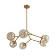 Load image into Gallery viewer, Farmhouze Light - Brass 6 - Light Amber Glass Globe Linear Sputnik Chandelier - Chandelier - Brass -