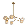 Load image into Gallery viewer, Farmhouze Light - Brass 6 - Light Amber Glass Globe Linear Sputnik Chandelier - Chandelier - Brass -