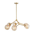 Load image into Gallery viewer, Farmhouze Light - Brass 6 - Light Amber Glass Globe Linear Sputnik Chandelier - Chandelier - Brass -