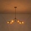 Load image into Gallery viewer, Farmhouze Light - Brass 6 - Light Amber Glass Globe Linear Sputnik Chandelier - Chandelier - Brass -