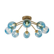 Load image into Gallery viewer, Farmhouze Light - Brass 8 - Light Bubble Round Sputnik Semi Flush Mount Light - Ceiling Light - Blue -