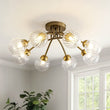 Load image into Gallery viewer, Farmhouze Light - Brass 8 - Light Bubble Round Sputnik Semi Flush Mount Light - Ceiling Light - Ribbed -