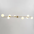 Load image into Gallery viewer, Farmhouze Light - Brass 8 - Light Opal Glass Globe Kitchen Island Linear Chandelier - Chandelier - Brass -