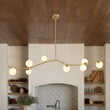 Load image into Gallery viewer, Farmhouze Light - Brass 8 - Light Opal Glass Globe Kitchen Island Linear Chandelier - Chandelier - Brass -