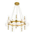 Load image into Gallery viewer, Farmhouze Light - Brass Cluster Clear Glass Bubble Round Ring Chandelier - Chandelier - Brass -