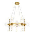 Load image into Gallery viewer, Farmhouze Light - Brass Cluster Clear Glass Bubble Round Ring Chandelier - Chandelier - Brass -