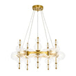 Load image into Gallery viewer, Farmhouze Light - Brass Cluster Clear Glass Bubble Round Ring Chandelier - Chandelier - Brass -
