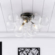 Load image into Gallery viewer, Farmhouze Light - Brass Glass Globe Cluster Bubble Semi - Flush Mount - Ceiling Light - Black -