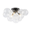 Load image into Gallery viewer, Farmhouze Light - Brass Glass Globe Cluster Bubble Semi - Flush Mount - Ceiling Light - Black -