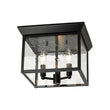 Load image into Gallery viewer, Farmhouze Light - Candle Style Seeded Glass Black Square Lantern Flush Mount - Ceiling Light - 9.8 in -