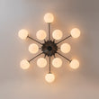 Load image into Gallery viewer, Farmhouze Light - Classic 12 - Light Sputnik Frosted Glass Globe Semi Flush - Ceiling Light - Black Ceiling Light -