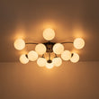 Load image into Gallery viewer, Farmhouze Light - Classic 12 - Light Sputnik Frosted Glass Globe Semi Flush - Ceiling Light - Black Ceiling Light -