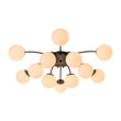 Load image into Gallery viewer, Farmhouze Light - Classic 12 - Light Sputnik Frosted Glass Globe Semi Flush - Ceiling Light - Black Ceiling Light -