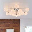 Load image into Gallery viewer, Farmhouze Light - Classic 12 - Light Sputnik Frosted Glass Globe Semi Flush - Ceiling Light - Chrome Ceiling Light -