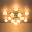 Load image into Gallery viewer, Farmhouze Light - Classic 12 - Light Sputnik Frosted Glass Globe Semi Flush - Ceiling Light - Chrome Ceiling Light -
