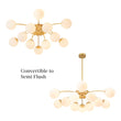 Load image into Gallery viewer, Farmhouze Light - Classic 12 - Light Sputnik Frosted Glass Globe Semi Flush - Ceiling Light - Dual - Use Chandelier -