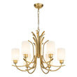 Load image into Gallery viewer, Farmhouze Light-Classic Opal Glass Cylinder Brass Curved Arm 6-Light Chandelier-Chandelier-6-Light-