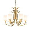 Load image into Gallery viewer, Farmhouze Light-Classic Opal Glass Cylinder Brass Curved Arm 6-Light Chandelier-Chandelier-6-Light-