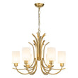 Load image into Gallery viewer, Farmhouze Light-Classic Opal Glass Cylinder Brass Curved Arm 6-Light Chandelier-Chandelier-6-Light-