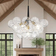 Load image into Gallery viewer, Farmhouze Light - Dimmable Cluster Decorative Pattern Glass Bubble Chandelier - Chandelier - Black -